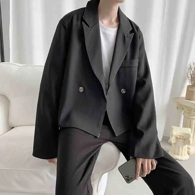 Autumn short casual solid color Blazer Korean version ins retro trend young singer fashion suit man