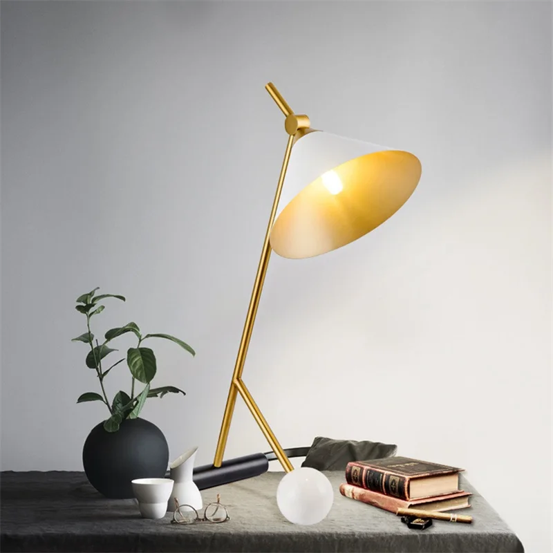OURFENG Modern Table Lamp Design White Marble Base Desk Light Home Bedside LED Decorative For Bedroom Foyer Study Office