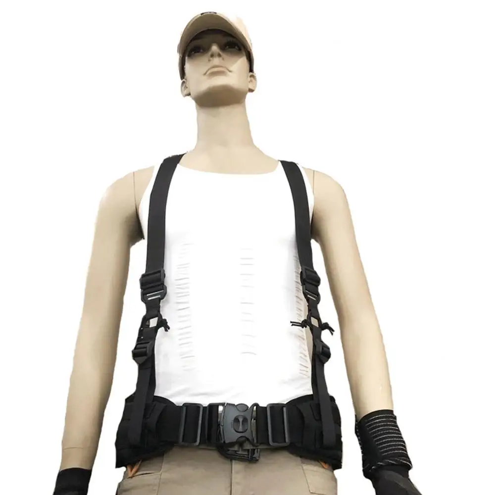 Outdoor Nylon Adjustable Men's X-type Suspenders Multi-function Tactical Duty Belt Load Strap Harness Combat Belt X-Back Strap