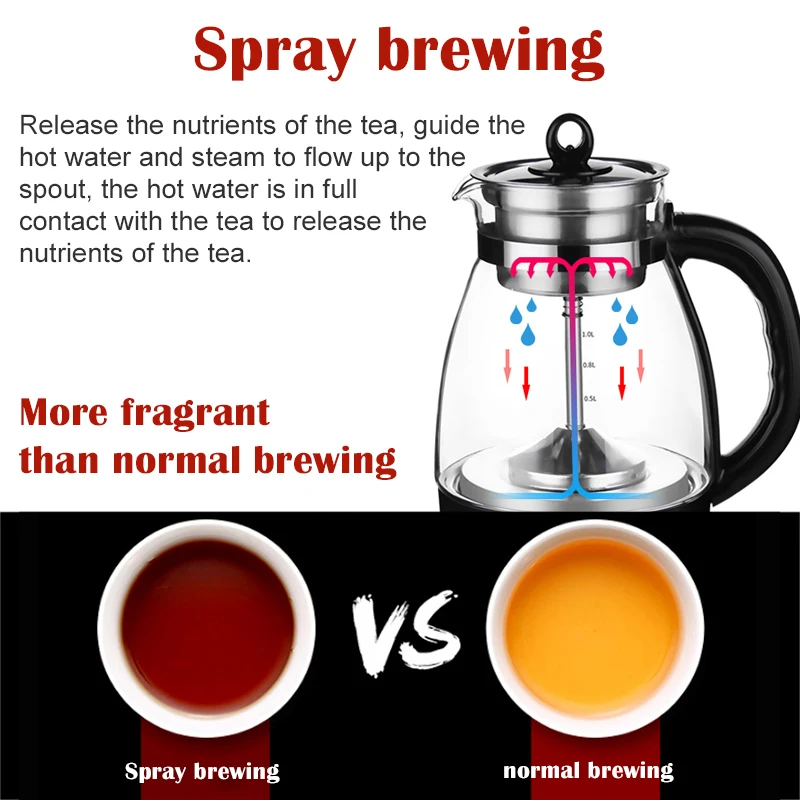 Fully automatic steam tea maker dark tea glass health pot heat preservation electric tea pot Pu\'er tea pot electric kettle 1L