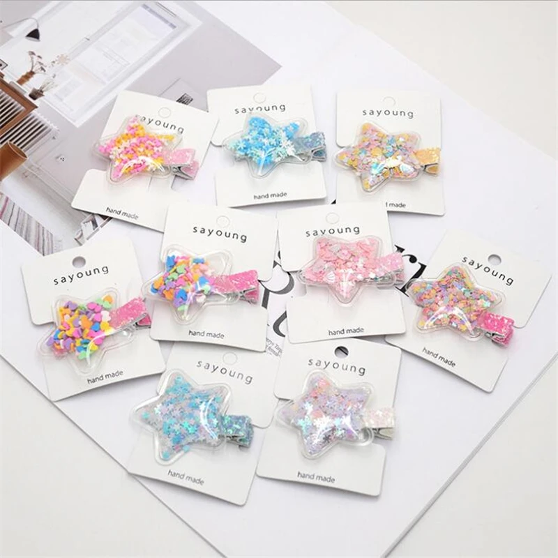 New net red clip sequins cute love five-pointed star children's sofa clip side clip bangs clip hair accessories