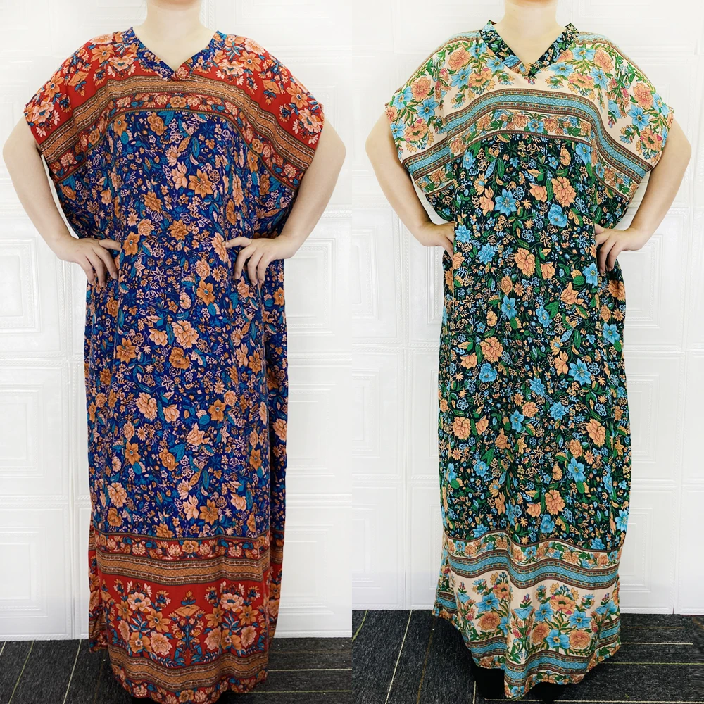 

Women's Long Muslim Fashion Dress Loose Patchwork Casual Loose Short Sleeve O-Neck Maxi Dress Female Arabic Robe 2022 New