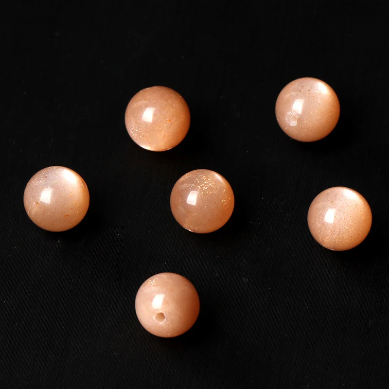 4A Natural Orange Sunstone Quartz Crystal  Single Bead DIY Jewelry Making