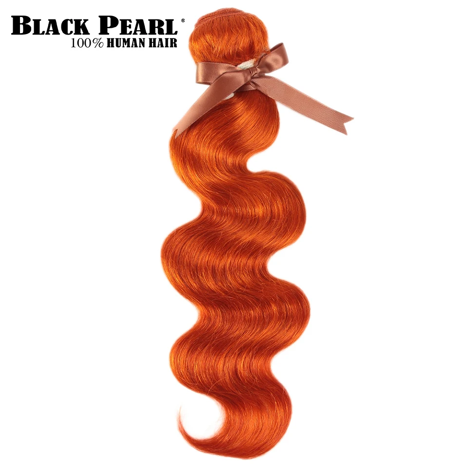 Black Pearl Orange Bundles With Closure Malaysian Body Wave Remy Human Hair Weave Orange Bundles With Closure