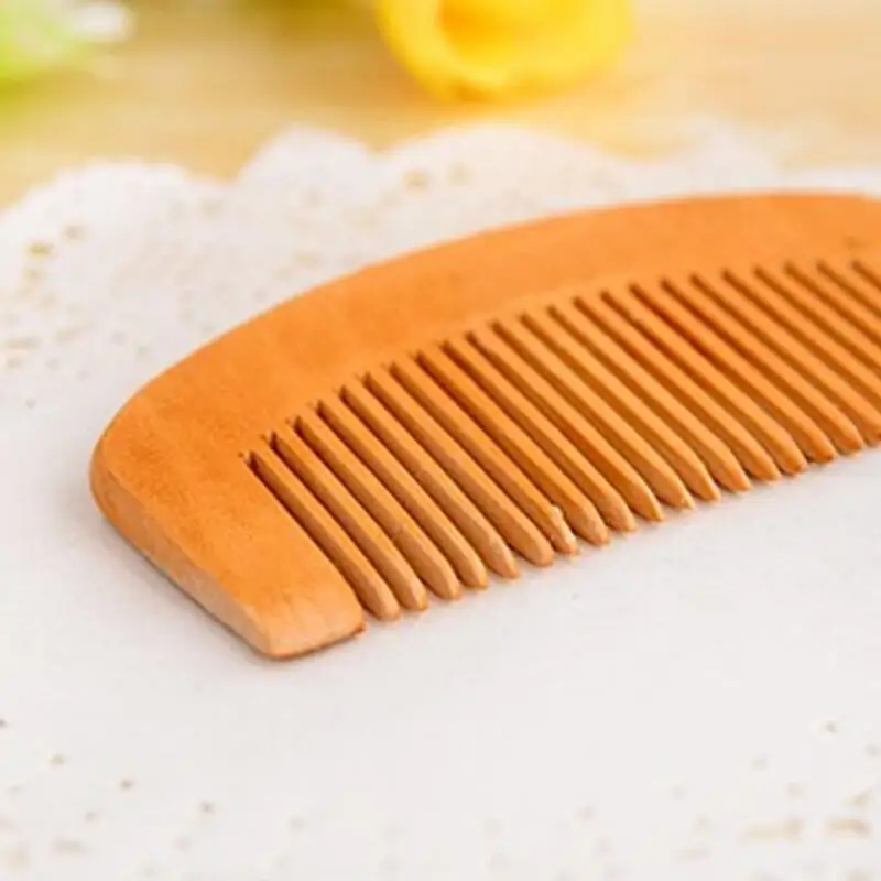 Natural Peach Wood Anti-static Health Care Beard Comb Pocket Combs Hairbrush Hair Styling Tool LX