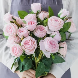 High Quality Rose Artificial Flower Real Touch Latex Flowers Faux Silicone Fake Rose Bouquet Decoration for Home Wedding Party