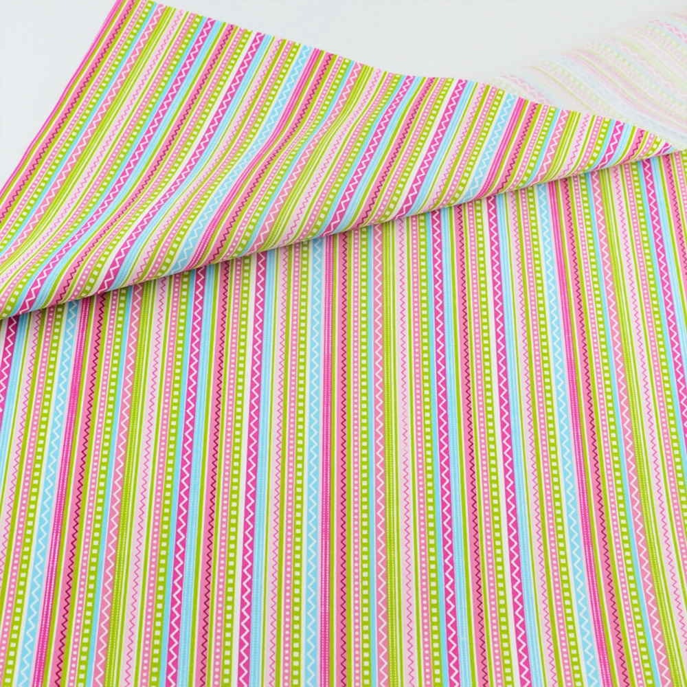 Booksew 100% Cotton Fabric Colorful Stripe Quilting Patchwork Bedding Sewing Home Textile Doll Scrapbooking Decorations Meter