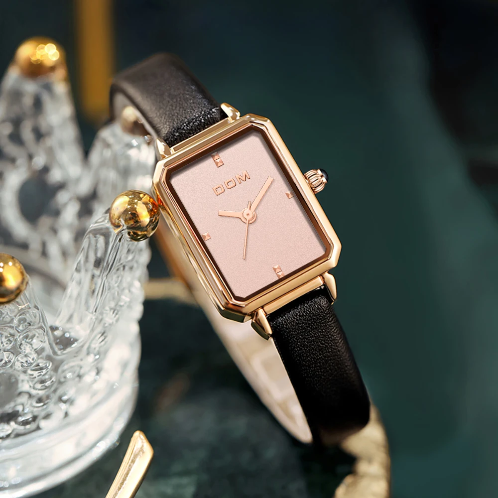 DOM Ladies Watch Luxury Trend Casual Fashion  Waterproof Swimming Leather Women's Watch G-1337