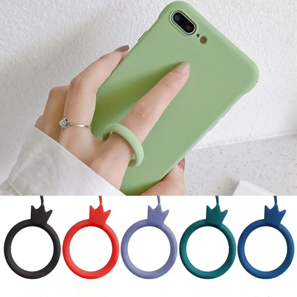 1PC Multicolor Silicone Ring Lanyard Anti-Lost Cartoon Crown Phone Rope Earphone Case U Disk Short Pendant Phone Straps