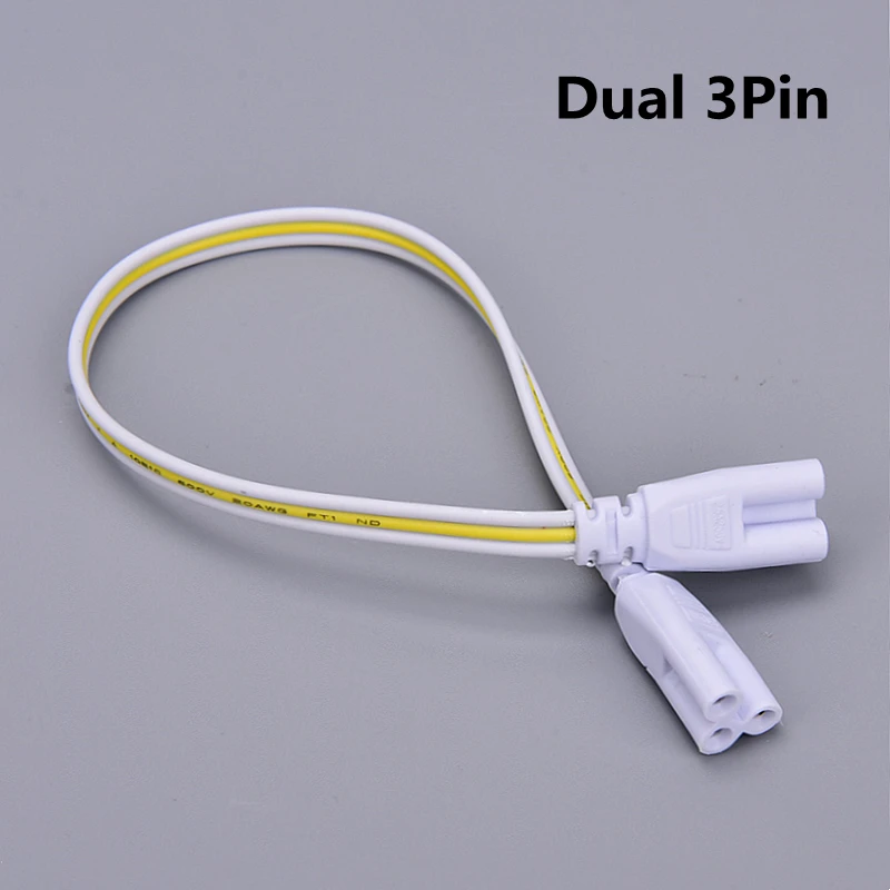 1PC LED Tube Connector 3Pin/2Pin Double-end Cable Wire 30cm Two-phase Three-phase T4 T5 T8  Lamp Lighting Connecting Wholesale