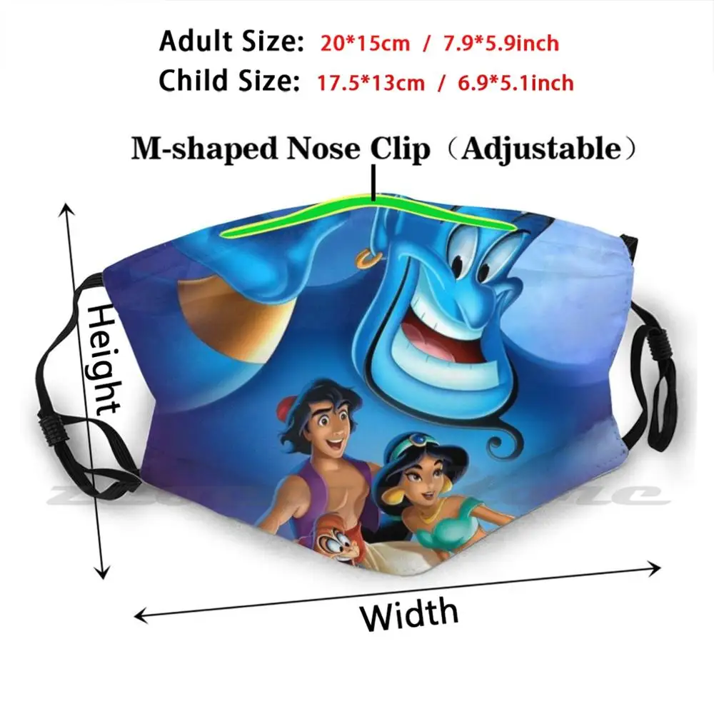 Badak Animated Musical Fantasy Mask adulto bambino lavabile Pm2.5 filtro Logo creatività Cover Logo Aladdin 1992 American