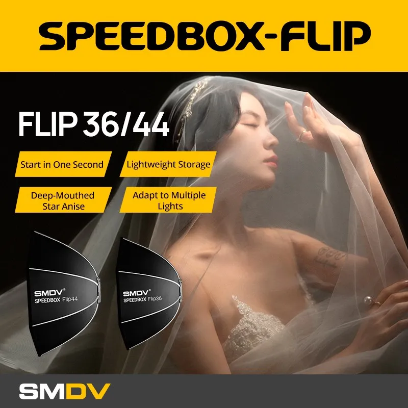 SMDV SPEEDBOX Flip36 Flip44 Quickly Release Parabolic Softbox For Bowens Elinchrom Mount Broncolor Studio Flash