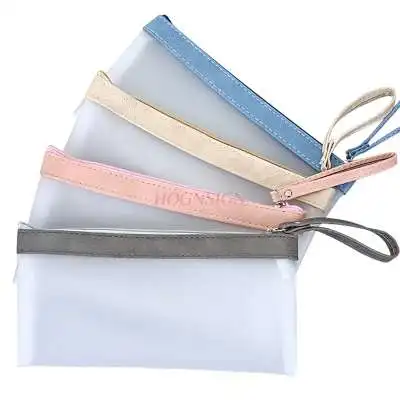 Creative small fresh pencil bag translucent matte pencil bag large capacity simple girl storage stationery bag