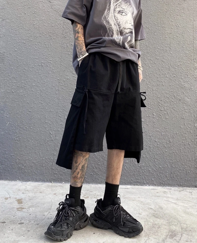 Men's Casual Shorts Chaopai Commercial Street Large Pocket Fashion With Irregular Personality Hip Hop Large Loose Capris