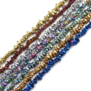 15 ''cor dourada banhada a prata hematita irregular cascalho pedra natural espaçador contas soltas para fazer jóias pulseira diy encontrar