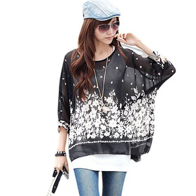 Women Blouses Plus Size Clothing Summer 2021 Novelty Bohemian Shirts Blusas Femininas Bohemian Style Women's Chiffon Tops Tees