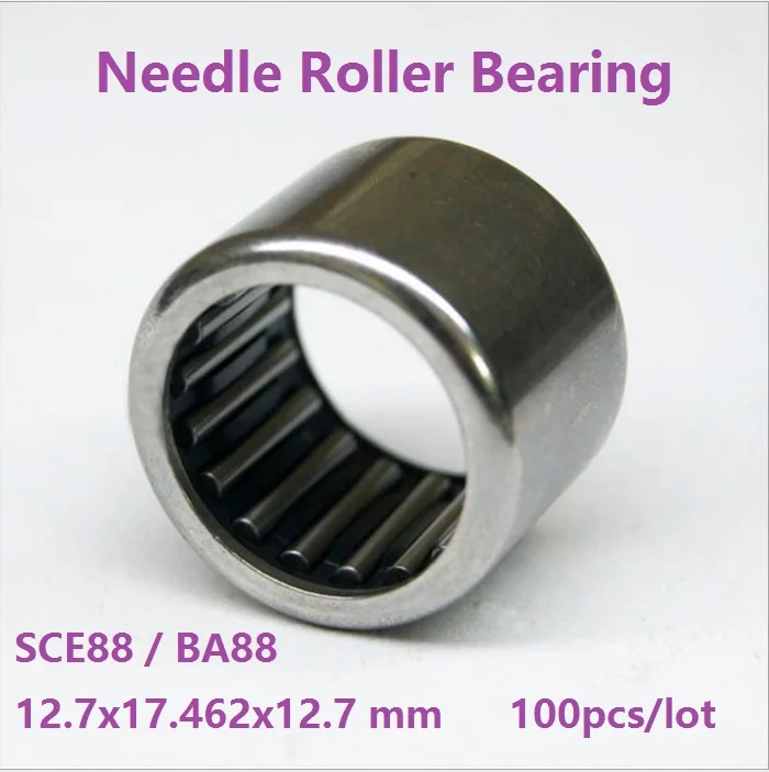 

100pcs/lot SCE88 BA88 Inch size 12.7x17.462 x12.7mm Drawn Cup Needle Roller Bearing