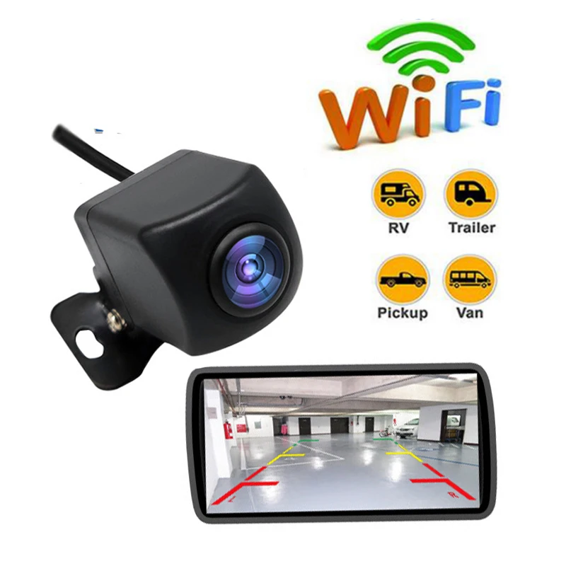 170 Wide Angle WiFi Car Rearview Camera HD Rear View Video Vehicle Backup Reverse Camera 4 LED Night Vision Parking Cam 12V