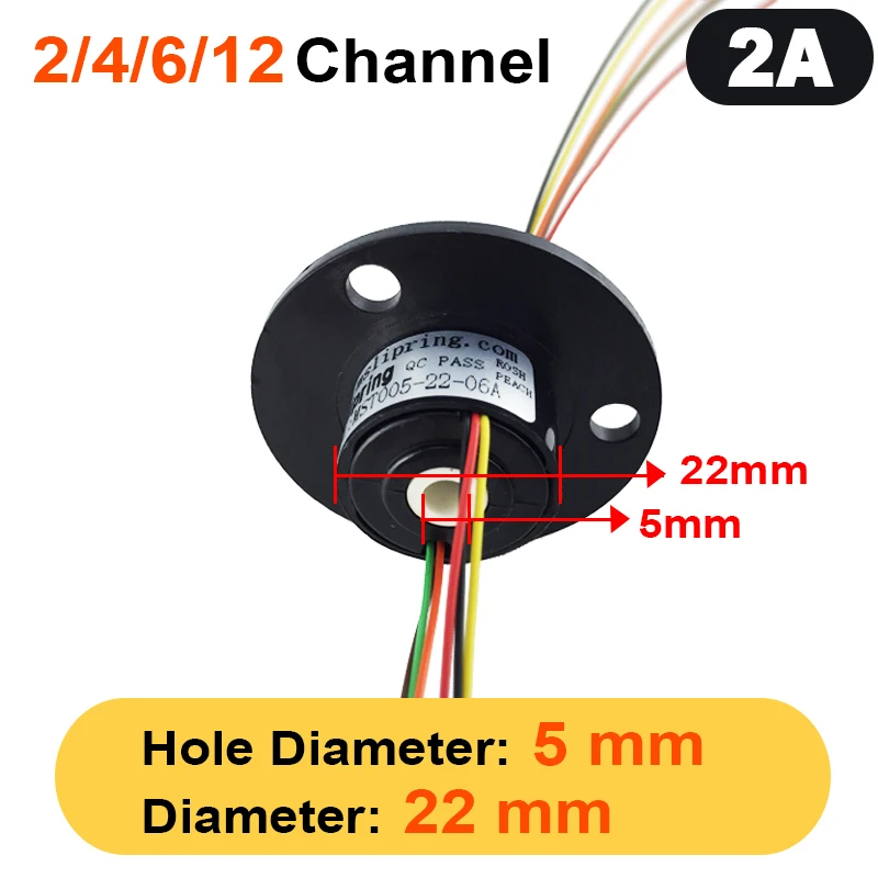 2/4/6/12 Channels 2A Hollow Shaft Slip Ring  Rotation Connector with 5mm Hole rings for Camera Gimbal / Ferris wheel Rings