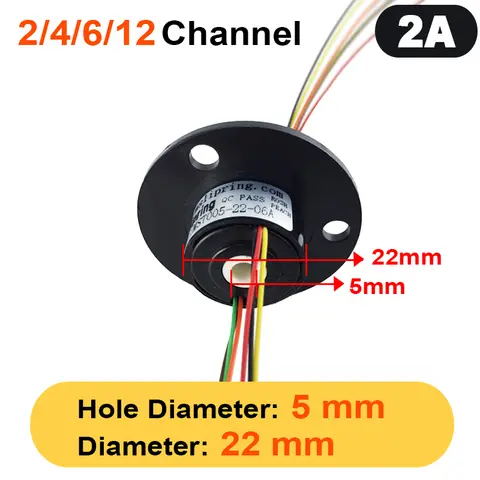 2/4/6/12 Channels 2A Hollow Shaft Slip Ring  Rotation Connector with 5mm Hole rings for Camera Gimbal / Ferris wheel Rings