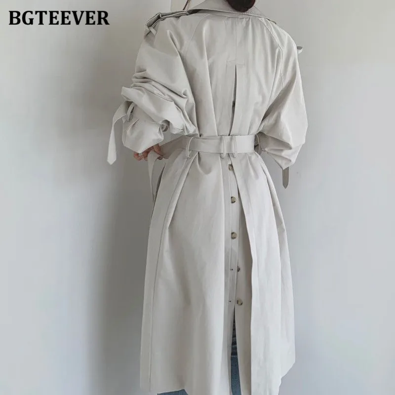 Imagem -06 - Bgteever Moda Oversized Longo Trench Coats 2023 Outono Inverno Duplo Breasted com Cinto Solto Casual Feminino Longo Cabolsa