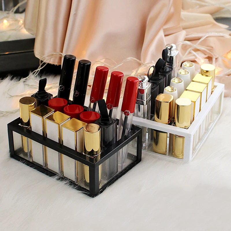 40 Lattices Acrylic Lipstick Organizer Table Makeup Storage Box Nail Polish Holder Cosmetics Display Rack Lip Gloss Container