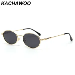 Kachawoo small oval sunglasses men retro eyeglasses alloy frame women shades round gold orange male gifts high quality
