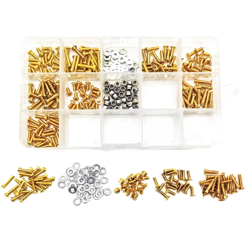 Universal RC Gold Screws Kit And Silver Washers Repair Tool For HSP Axial SCX10 TRX4 1/8 1/10 Remote Control Car Model