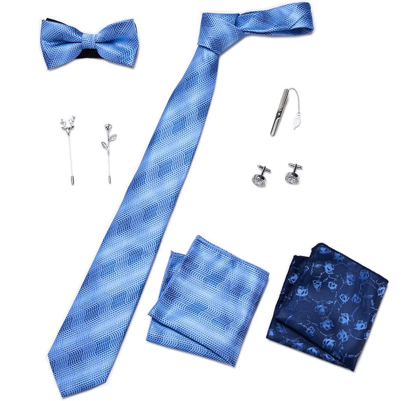 Herren-Krawatten-Set, luxuriöse Geschenkbox, Seidenkrawatte, Krawatten-Set, 8-teilig, innenverpackt, festliches Geschenk, Krawatte, Einstecktücher, Urlaubsgeschenk für Männer – Detail 22