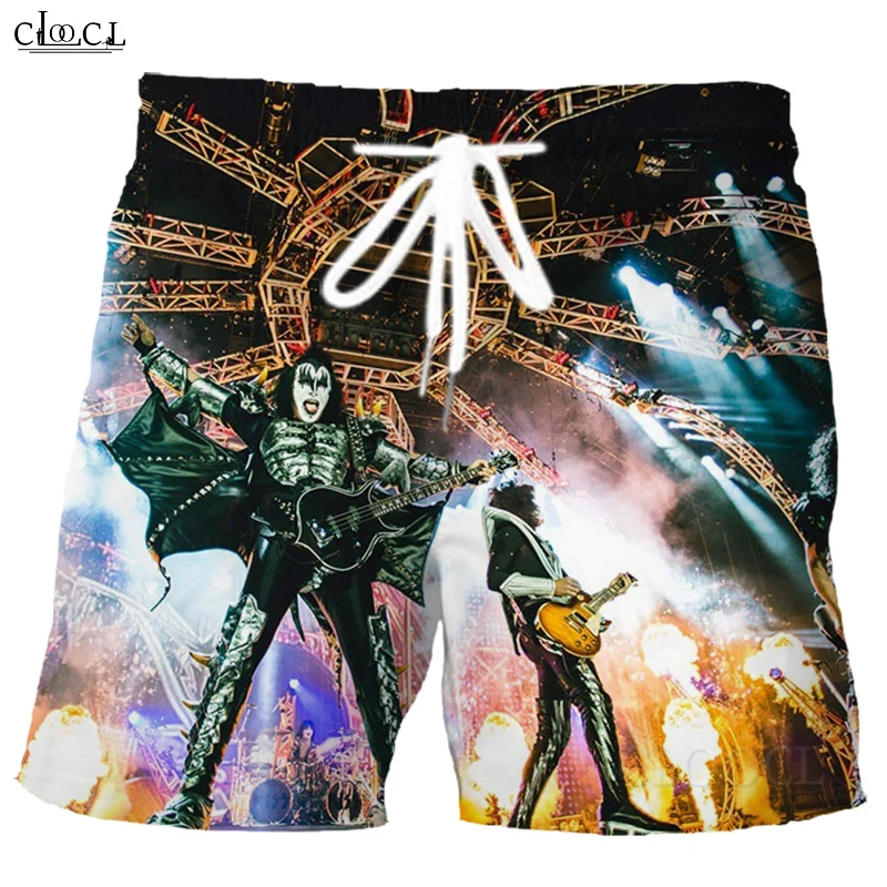 CLOOCL Metal Rock KISS Band Summer Beach Shorts 3D Print Fashion Men Hip Hop Wild Leisure All-match Shorts Drop Shipping