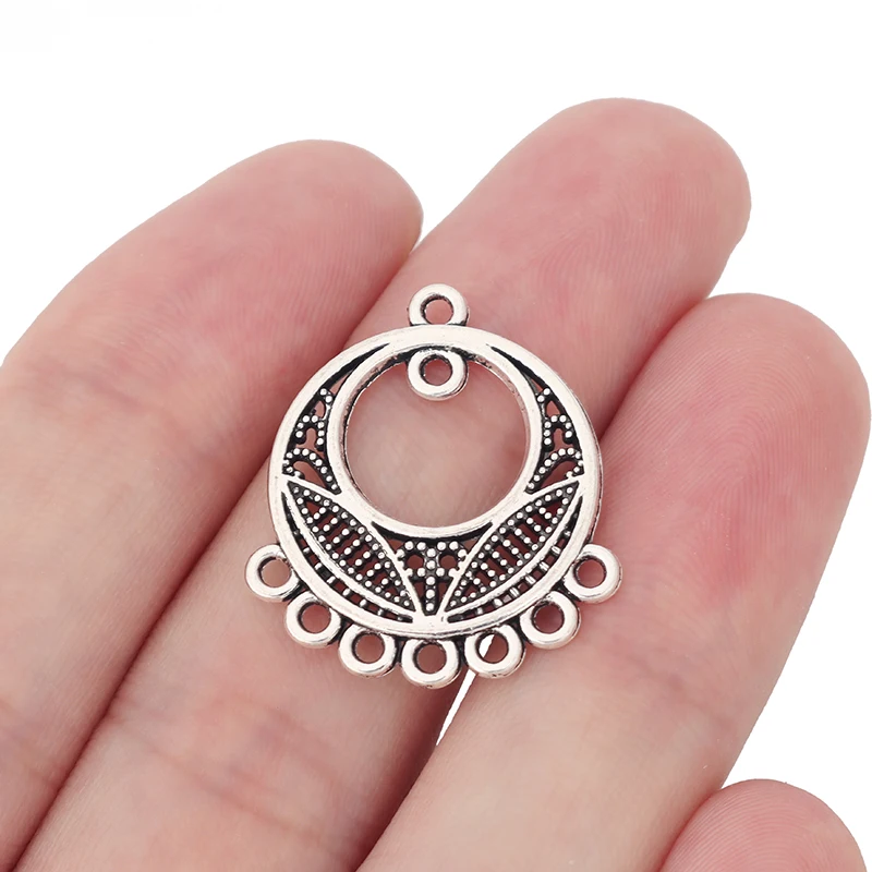 5 x Tibetan Silver Hollow Open Chandelier Earring Connector Charms Pendants for DIY Jewelry Making Findings Accessories 26x23mm