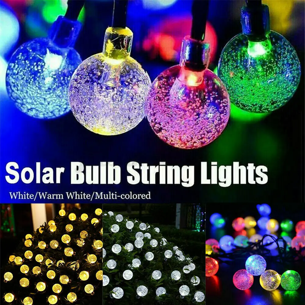 100 LED Crystal ball LED Solar Lamp Power LED String Fairy Lights Solar Garlands Garden Christmas Decor For Outdoor