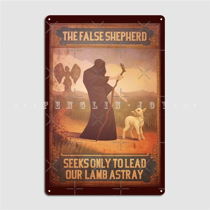 Bioshock Infinite The False Shepherd Seeks Only To Lead Our Lamb Astray Metal Plaque Poster Club Bar Wall Decor