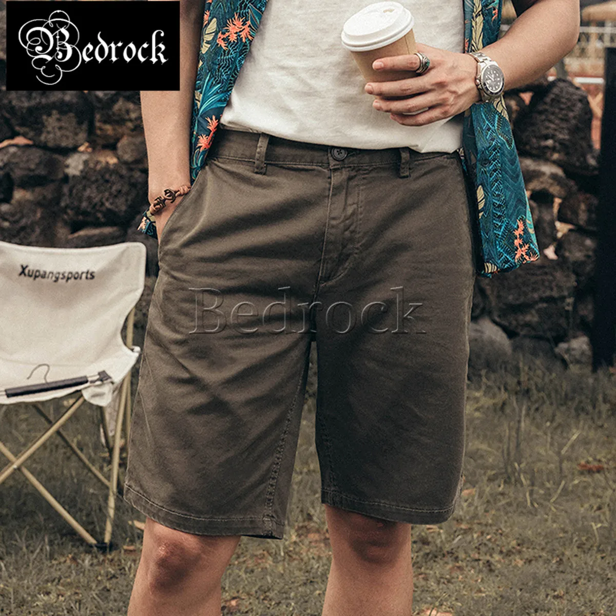 Kurze gerade lässige Armee hose Vintage Chino Overalls Shorts Herren lose Sommer Khaki Fünf-Punkt-Hose Twill Retro Amry Green