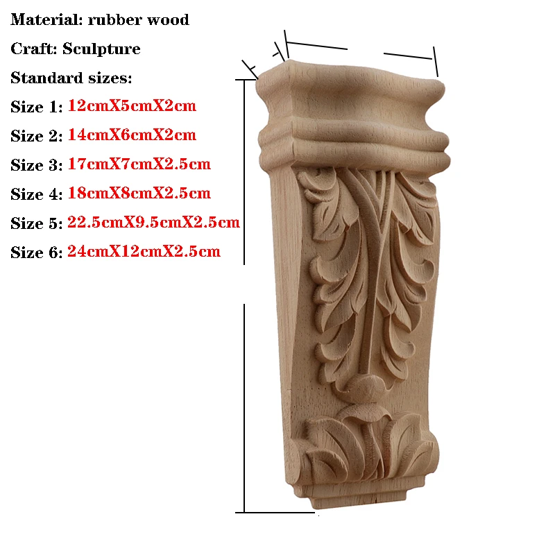 Retro Vintage Wood Carved Onlay Applique Carpenter Frame Decal Furniture Decoration Wooden Craft Decorative Gate Flower Ornament