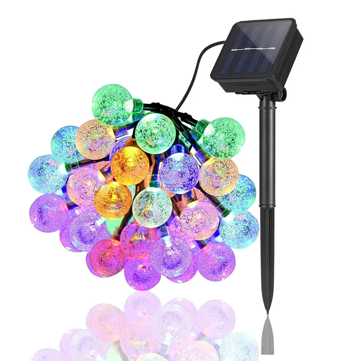 Outdoor Solar LED String Fairy Lights Crystal Bubble Ball Globe 8 Modes 5M7M12M Waterproof Lamp For Garden Party Christmas Decor