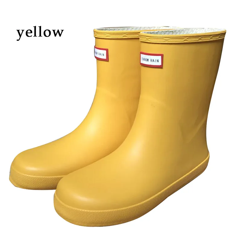 

Rain Boots Men's and women's same medium boots casual rubber waterproof boots fishing shoes flat soled soldier shoes anti slip l