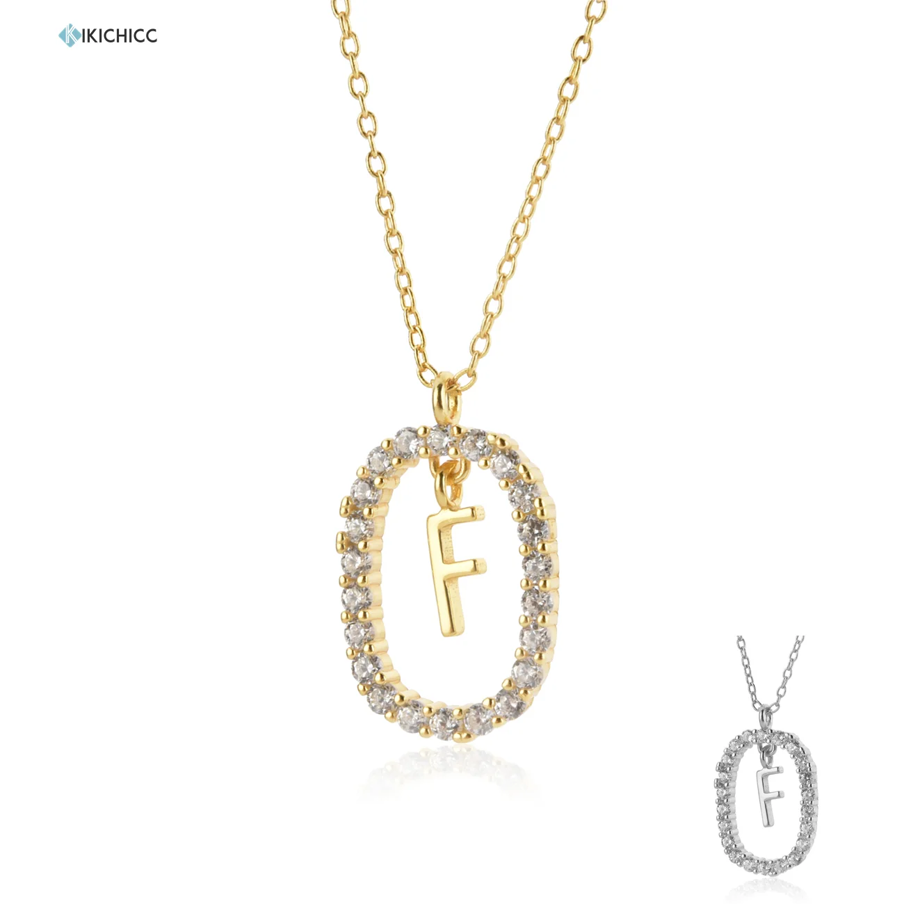 KIKICHICC 925 Sterling Silver Gold Classic F R K L Initial Letter Pendant Long Chain 2021 Fine Jewelry Fashion Alphabet