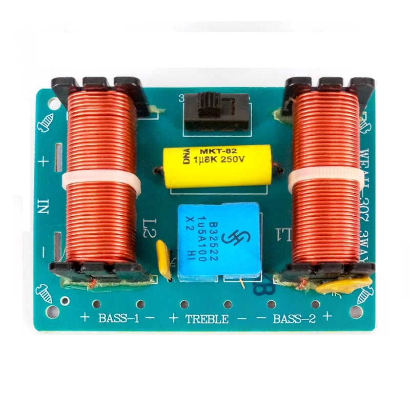 2pcs 100W High-Low 2 Way 3 Unit Double Bass Hi-Fi Audio Speaker Frequency Divider Crossover Filters