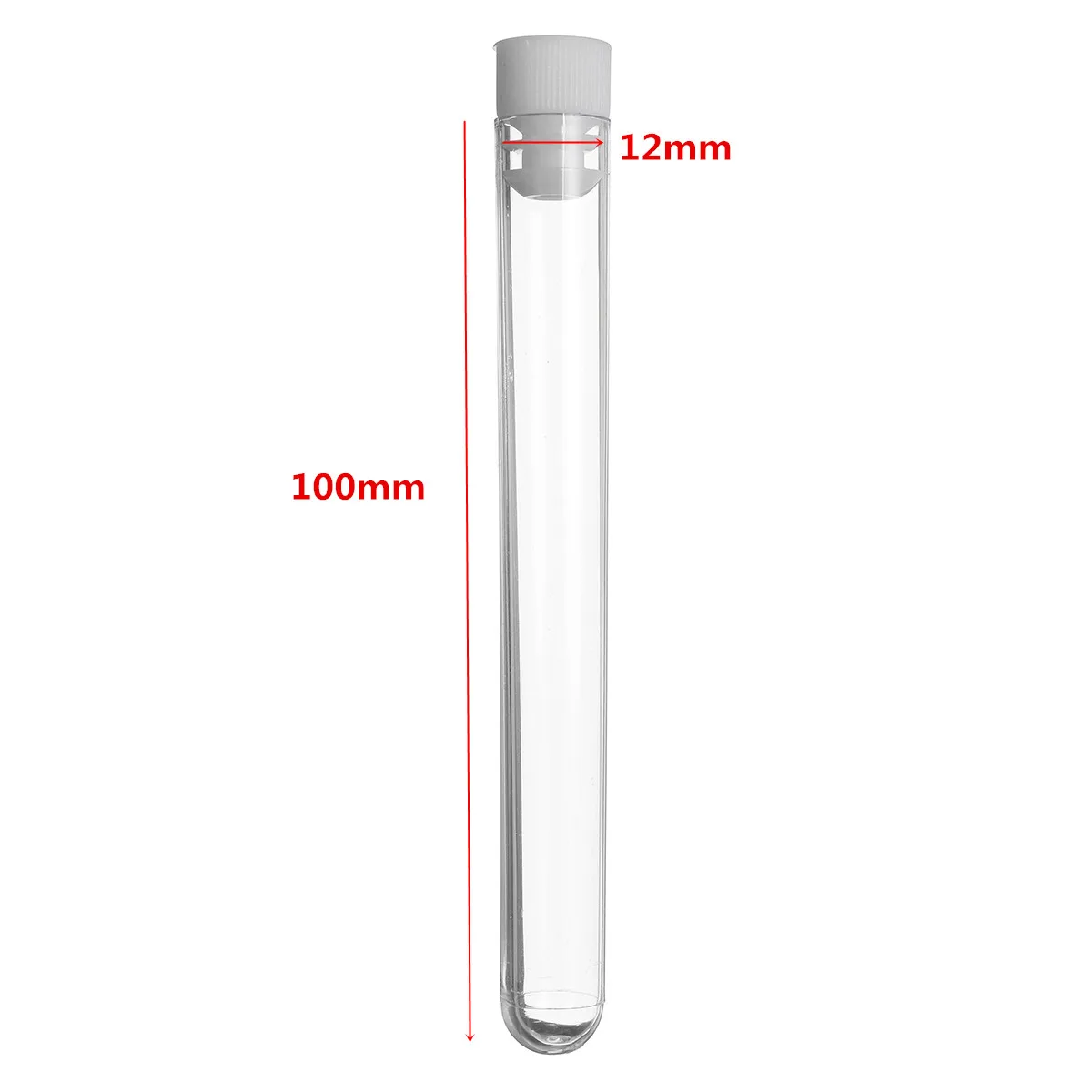 100pcs / New High Quality Plastic Test Tube 12mm * 100mm Transparent Plastic Test Tube With Lid Laboratory Supplies