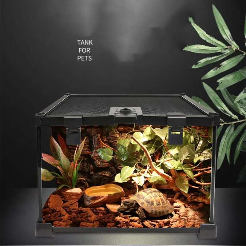 

Terrarium For Reptiles Reptile Accessories Turtle Aquarium Amphibians Shelter Tank Full View Glass Visually Appealing Habitat