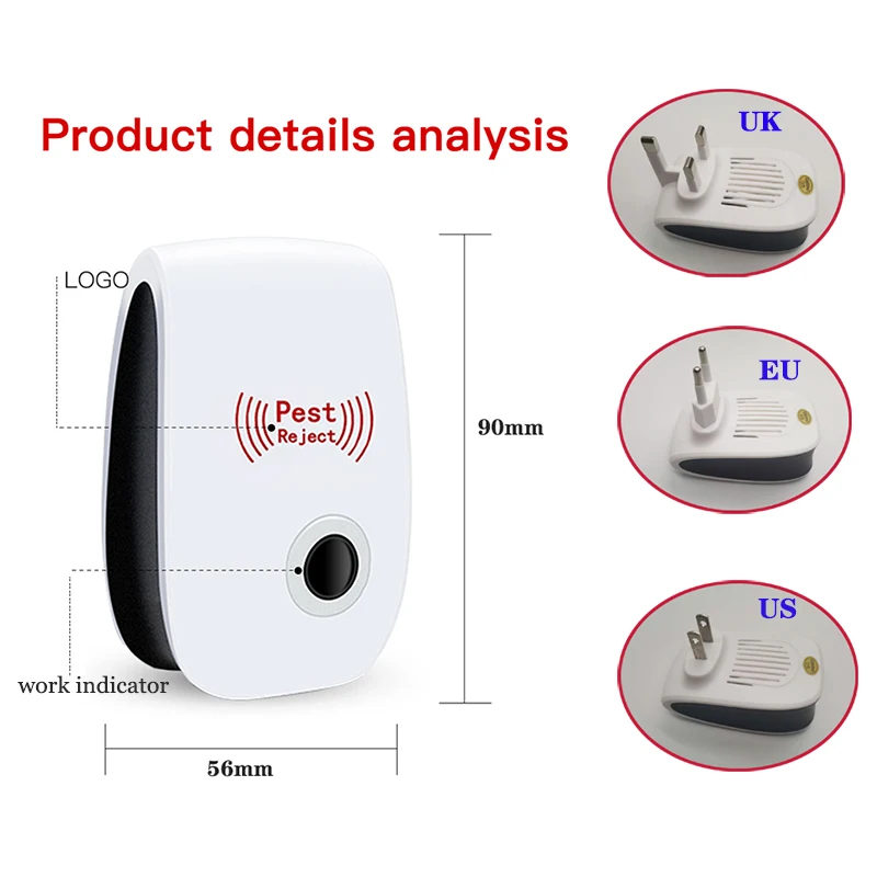 1/3/4/6Pack Ultrasonic Electromagnetic Mosquito Anti Mouse Insect Repeller Rat Cockroach Control Household Pest Reject Repellent