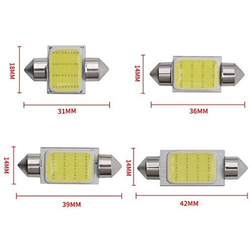 Festoon 31mm 36mm 39mm 41mm C5W C10W LED COB 12SMD 12V Bright White Bulb for Car Interior Dome Reading License Plate Led Light