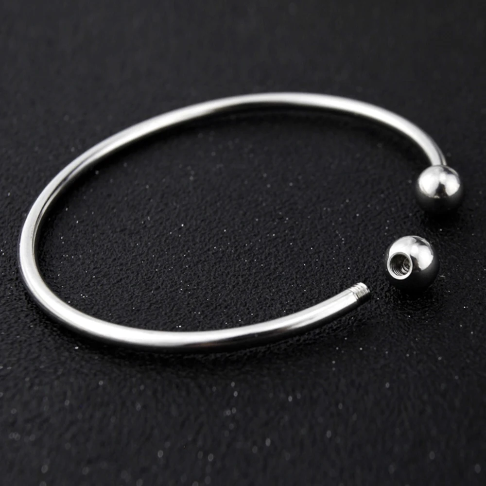 2pcs/lot Stainless Steel Unscrew Adjustable Cuff Bangle Bracelets Blanks Silver color Tone Open Charm Wire Bracelet Base Setting