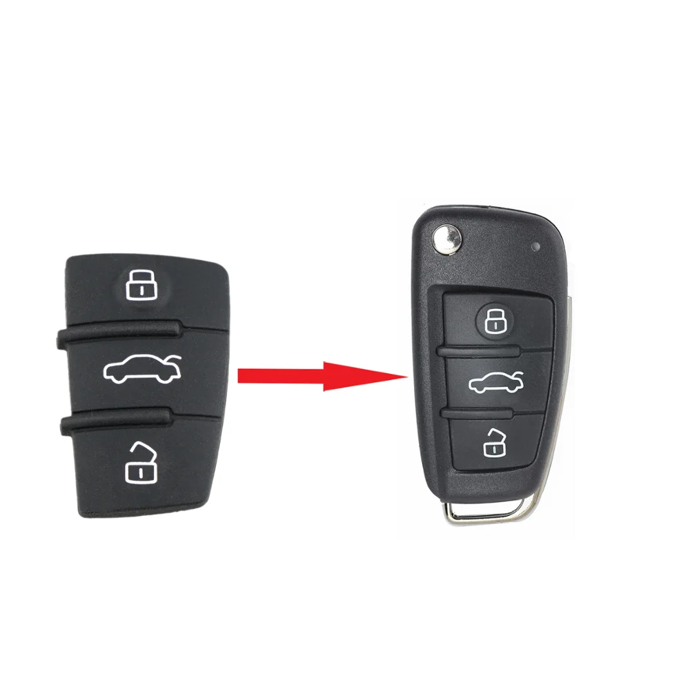 

3 Button Replacement key Pad Rubber Remote key shell fob For AUDI A2 A3 A4 A6 A6L A8 TT