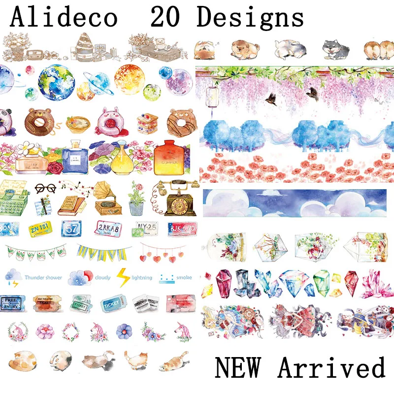 Alideco 1pcs DIY Paper Japanese Washi Masking Tapes Animal donuts PerfumAlice Decoration Adhesive Tapes Scrapbooking stickers 5m
