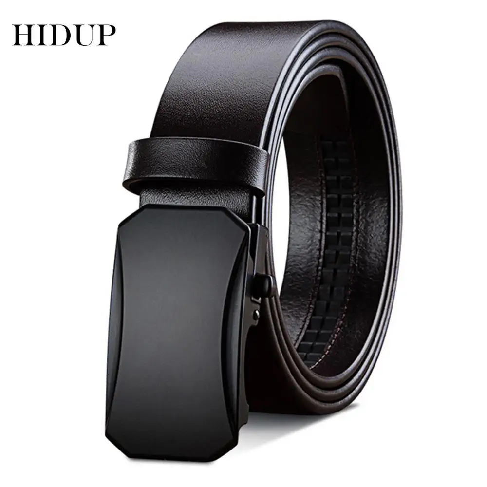 HIDUP New Design Formal Styles Automatic Belt for Men Top Quality Pure Solid Cow Cowhide Leather Ratchet Belts 35mm Width NWJ644