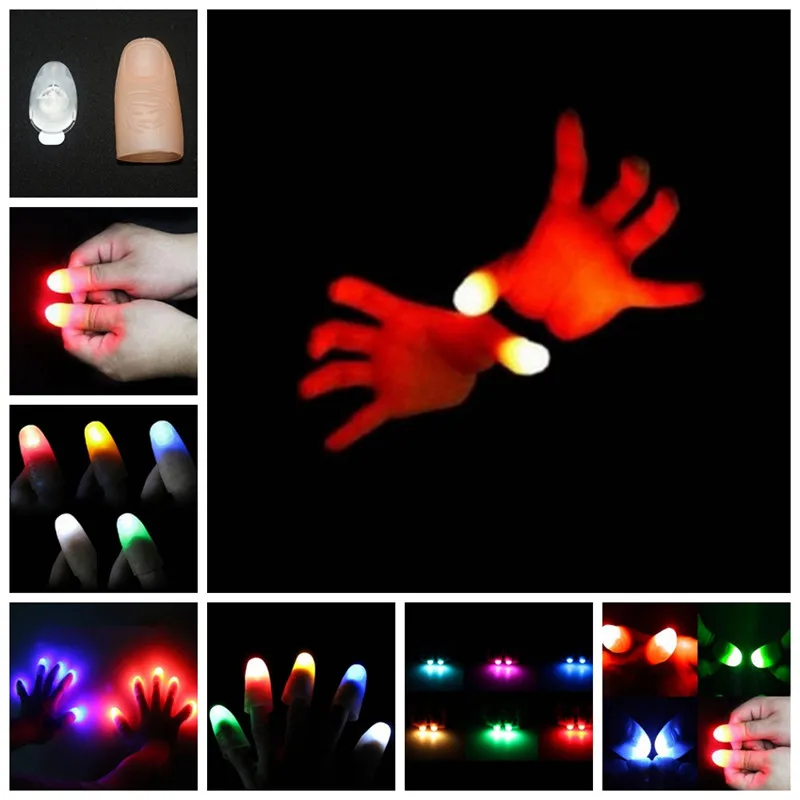 2Pcs Magic Super Electronic LED Light Flashing Fingers Magic Trick Props Kids Amazing Glow Toys Children Luminous Decor Gifts