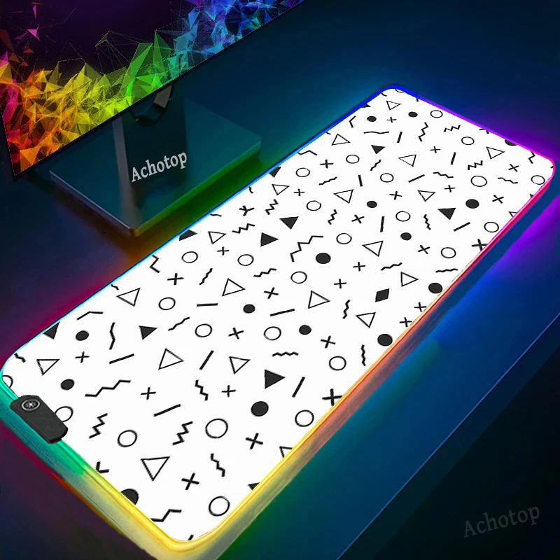 900x400mm Black and white RGB Gaming Mouse Pad XXL LED Computer Mousepad Large Rubber Desk Keyboard Mouse Pad Desktop Gamer Mats