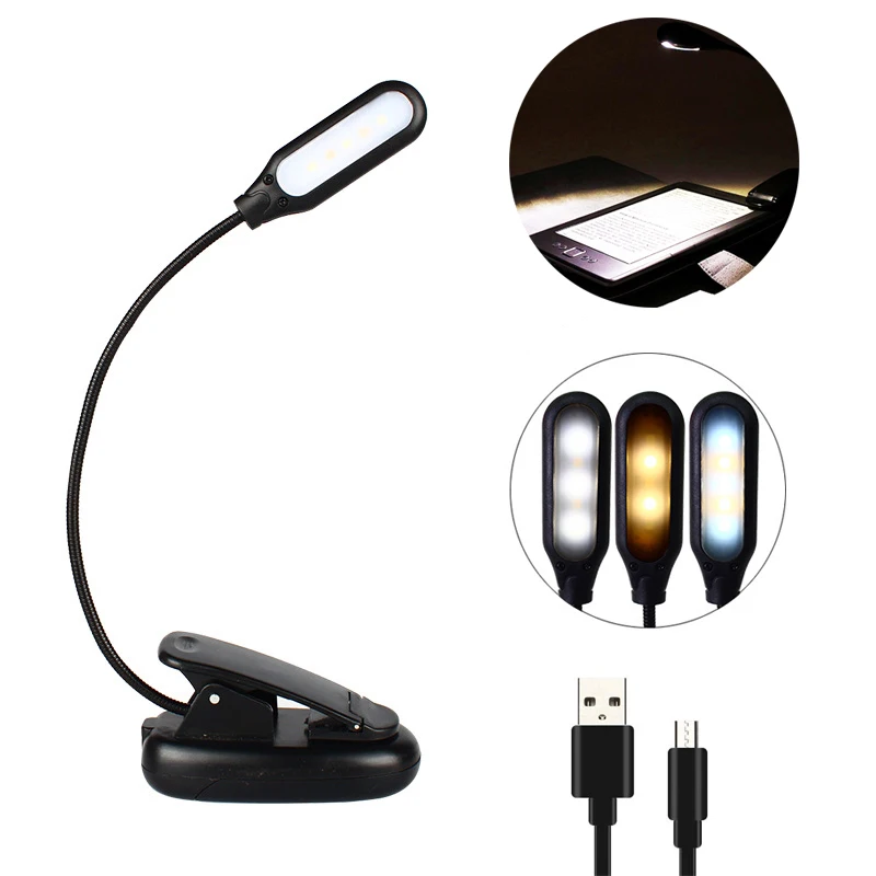 Reading Lights  With Clip LED Book Light Table Desk Lamp In Bed Eye-Care For Bookworms Student Computer Office Working